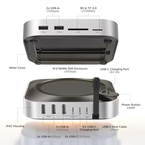 UGREEN Mac mini M4 Dock & Stand with NVMe SSD Enclosure, 3 USB A 10Gbps, USB C Data Port, SD Card Reader for Mac mini M4/ M4 Pro — view 2