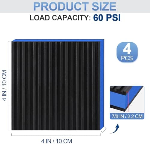 ToLanbbt 4 Pack Anti Vibration Pads for Washing Machine 4"x4", 7/8"T EVA Mechanical Damping Vibrating Sound Isolation Pad Rubber Isolator Mat for Compressor, Air Conditioner, Washer, Dryer, Treadmill