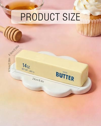 Butter Squishy Stress Gadget for Adults, Slow Rebound Sensory Fidget, Cute Realistic Butter Stick Shape, Funny Themed Desk Decor for Office & Home (1Pcs/9.4 × 2.5 in)