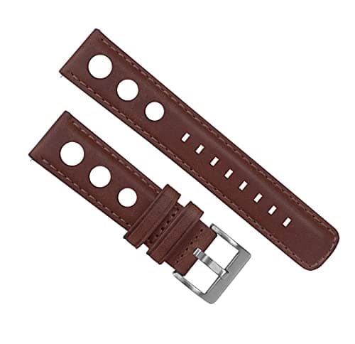 24mm Chocolate - BARTON Rally Horween Leather Gunmetal Buckle Watch Bands - Quick Release - Choose Strap Color & Width