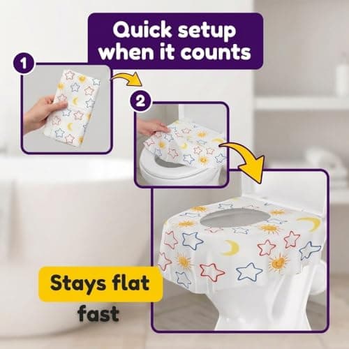 Mighty Clean Baby 22-Pack Disposable Toilet Seat Covers - XL Waterproof Potty Covers for Toddlers, Kids & Adults - Travel, Public Restrooms, Airplane, Potty Training — view 4