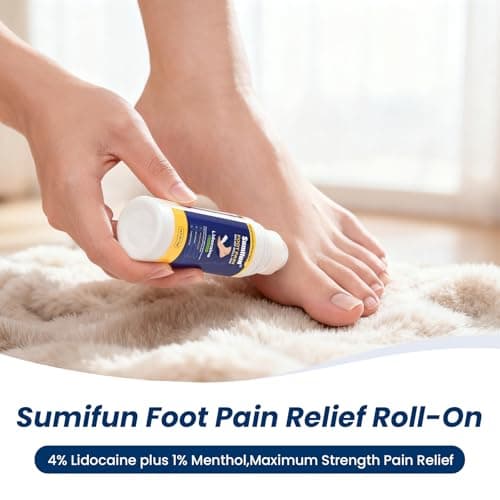 Sumifun Foot Pain Relief Lidocaine Roll-On - Maximum Strength OTC for Plantar Fasciitis & Heel Pain - Fast-Drying, Non-Greasy Formula, 2.5 Fl Oz (Blue, Medium(Pack of 1)) — view 3