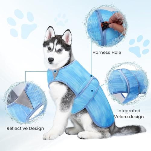 Tikibest Summer Dog Cooling Vest - Lightweight Dog Cooling Jacket, Breathable Shirt for Walking, Outdoor Hunting Training and Camping (M) — view 3