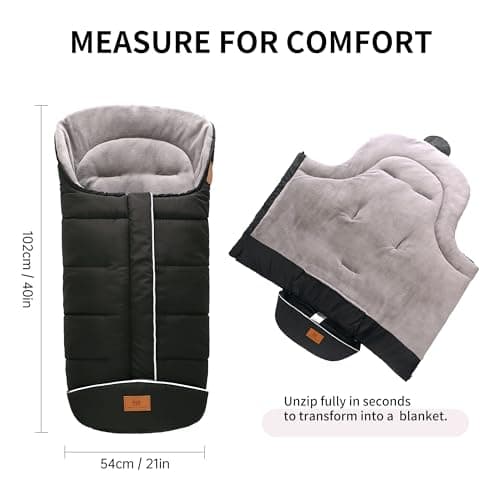 Miracle Baby Bunting Bag for Stroller, Warm Fleece Footmuff with Zippers, Convertible Infant Toddler Sleeping Bag Blanket for Boys Girls — view 4
