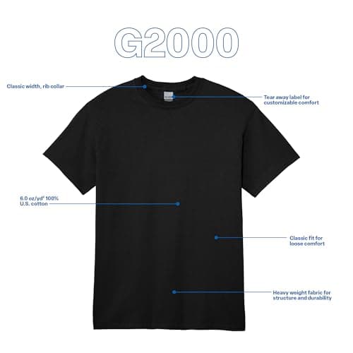 Gildan Adult Ultra Cotton T-Shirt, Style G2000, Multipack, Black (2-Pack), Large — view 5