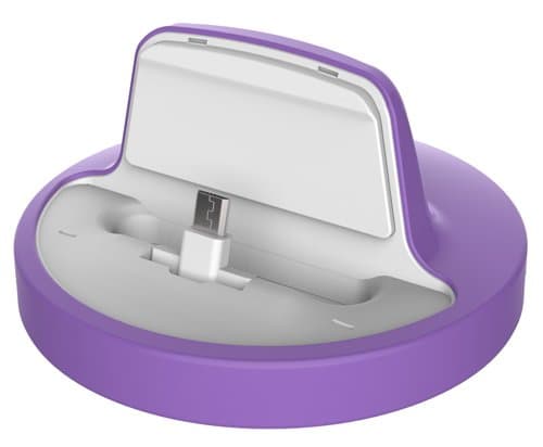RND Dock for Samsung Galaxy S4, S4 Active, S6, S6 Edge, S6 Edge Plus, S7, S7 Edge with Dock mode cable and 2.1A Charger (compatible without or with most cases including rugged cases) (white/purple) — view 3