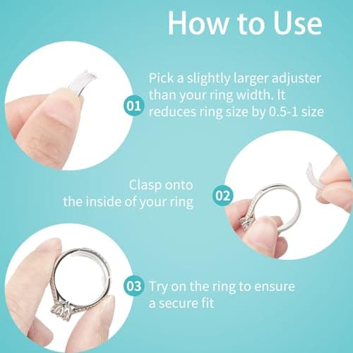 Ottemax Ring Sizers for Loose Rings, 8 Pack 8 Sizes, Ring Size Adjuster, Invisible Ring Guards for Women and Men, Resizer with Polishing Cloth，Fits Bands Width to 1-8mm — view 4