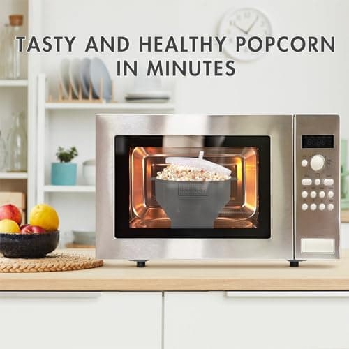The Original Korcci Microwaveable Silicone Popcorn Popper, Microwave Popcorn Popper, Collapsible Microwave Popcorn Maker Bowl, No Oil Needed, Use In Microwave, Dishwasher Safe (Grey) — view 2