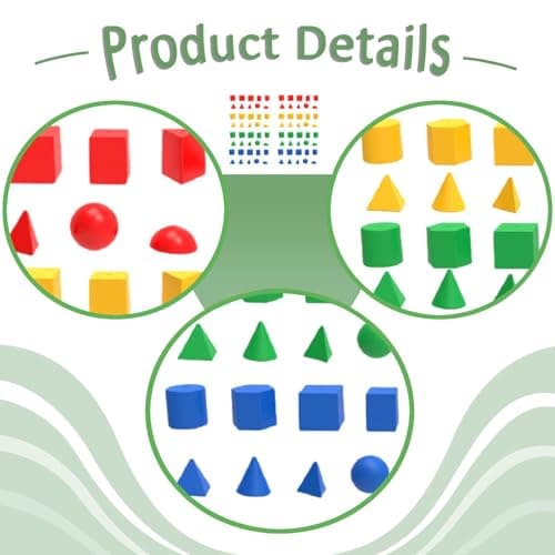 JunZheHub 80Pcs 3D Shape Geometric Solids Math Manipulatives for Preschool Elementary