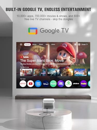 【Official Licensed Google TV】4K Smart Projector with WiFi and Bluetooth, VOPLLS Outdoor Projectors with Dolby/Auto Focus, Portable Movie Phone Wireless Gaming Wifi Proyector for Bedroom/Home/Celling — view 2