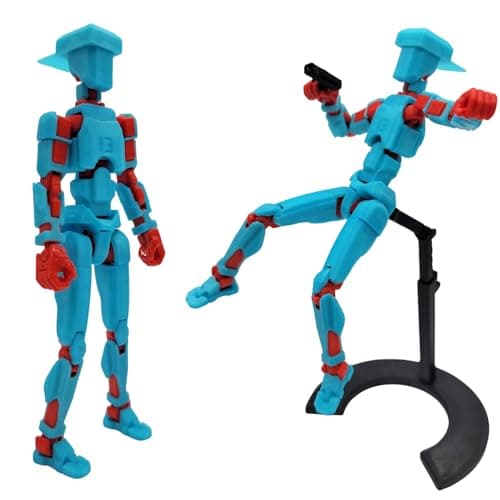 Assembled T13 Action Figure with Stand, 3D Printed Dummy, Fully Articulated Robot, Easy Action Figure, Accessories Included, Stop Motion Animation, Gift