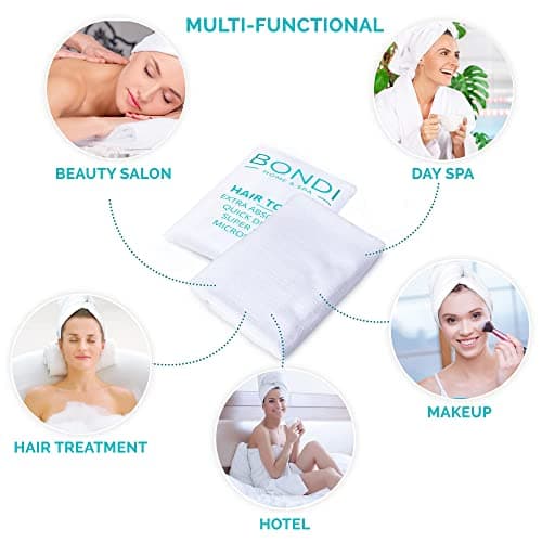 Bondi SPA Microfiber Hair Towel – Dries Hair 50% Faster – Anti-Frizz Towel for All Hair Types – Super Absorbent & Soft - XL (Rectangle) - 42 x 22 inches — view 3