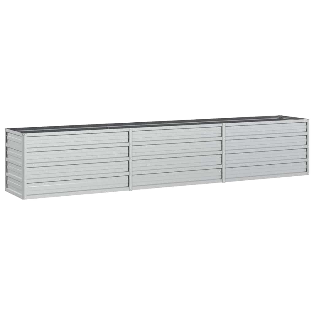 vidaXL Arriate Jardinera Macetero Cesta Pared Alambre Maceta Flores Plantas Jardín Patio Terraza Estable de Acero Galvanizado Plateado 240x40x45 cm