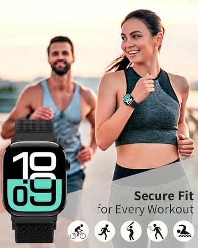 Nylon Sport Loop Band Compatible with Apple Watch Bands 38mm 40mm 41mm 42mm 44mm 45mm 46mm 49mm, Breathable Soft Band for iWatch 11 10 9 8 7 6 5 4 3 2 1 SE Ultra, Adjustable Wristband for Women Men — view 2