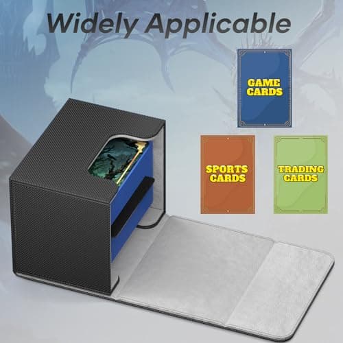 Mlikero Card Deck Box, Commander Deck Box Holds 100+ Double-Sleeved Cards with 2 Dividers, Leather Magnetic Closure Card Box Fit for MTG, TCG (Black) — view 2