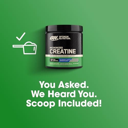 Optimum Nutrition Creatine, Micronized Creatine Monohydrate Powder, Supports Strength & Recovery, Banned Substance Tested, Blueberry Lemonade Flavor, 5g per serving, 60 Servings — view 4
