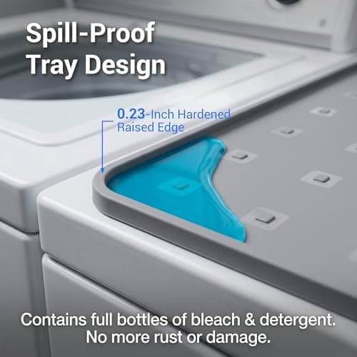 WZGUSXN 26x26 Full-Coverage Washer Dryer Mat, Spill-Proof Raised Edge Silicone Topper, Anti-Slip Vibration Dampening Pad for Front Load Laundry Room (2 Pack) Grey — view 2