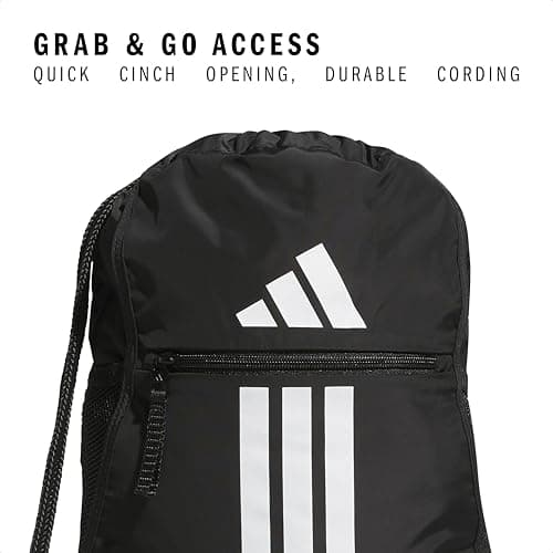 adidas Alliance Sackpack – Drawstring Backpack for Sports, Small Gym Bag, Black/3, OSFA