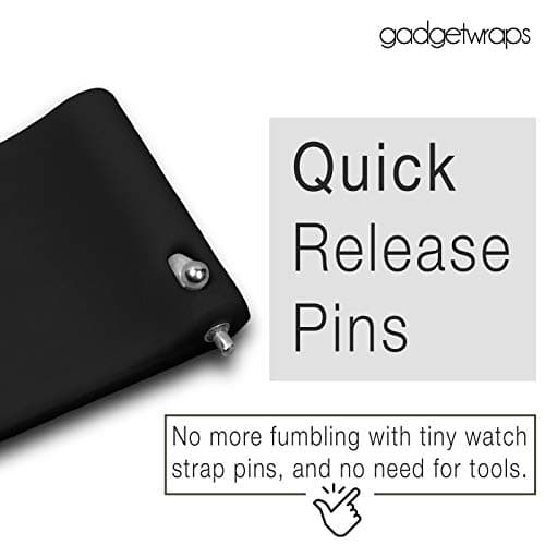 GadgetWraps 16mm Silicone Watch Band Strap with Quick Release Pins – Compatible with Fossil, Skagen, Misfit - 16mm Quick Release Watch Band (Black, 16mm) — view 2