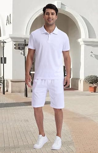 Durzasvo Men's Polo Shirts Short Sleeve Dry Fit Performance Miosture Wicking Golf Collared 3 Button Pique T Shirt Tops UPF 30+ White S — view 5