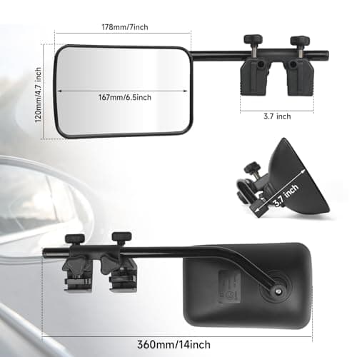 Universal Towing Mirrors, 2 Pack Universal Clip-on Side Mirror Extenders 360 Degree Rotation Adjustable Mirror Adjustable Side Mirror Extension for Towing,Suitable for Most SUV,Trailer,Jeep,RV,Truck ﻿