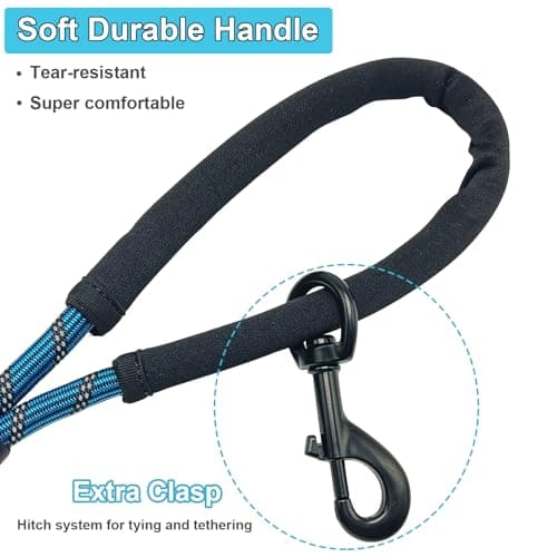 BTINESFUL Long Dog Leash, 10/15/20/30/50FT Dog Training Leash with Soft Handle, Reflective Heavy Duty Rope Dog Lead for Medium Large Dogs Outside Play, Camping (3/8" x 15ft, Blue) — view 2