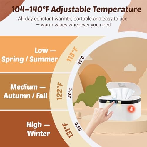 CUCUYG Baby Wipe Warmer, Wet Wipe Warmer 5 Modes of Temperature Heating Control Dual Heat for Baby's Comfort Large Capacity Wipes Dispenser Diaper for Babies & Adult, Wipe Warmer with Night Light — view 3