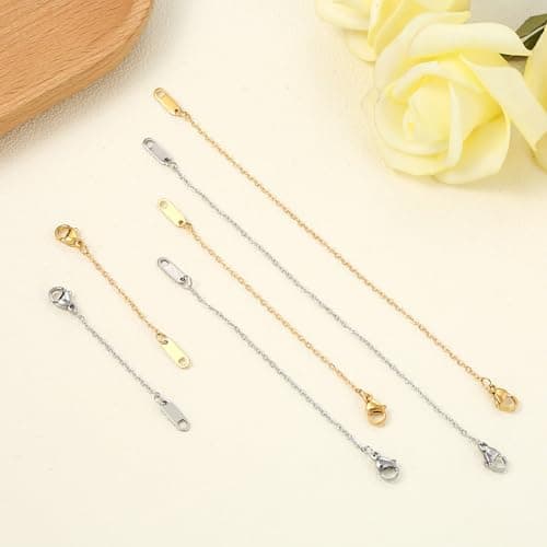 KOPOX 6 Pcs Gold and Silver Plated Necklace Extenders for Necklaces, 2", 4", 6" Delicate Necklace Extender Chain Set for Women Jewelry Making — view 5