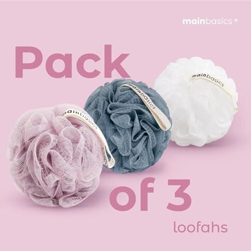 MainBasics Shower Loofah Sponge Pouf, Set of 3, Airy Blossom — view 5