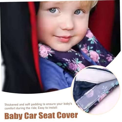 Baby Car Seat Cover, Floral Pattern Thickened Car Seat Strap Pads, Reversible Soft Baby Strap Pads for All Seats/Pushchair/Stroller Shoulder
