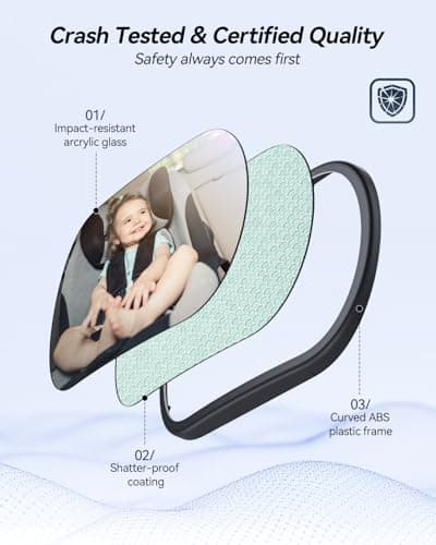 Baby Car Mirror for Backseat - Rear Facing Car Seat Mirror Safety for Infant Newborn - Easily Observe the Baby Move,Clear Wide View,360°Rotation, Secure, Shatterproof - Grey — view 2