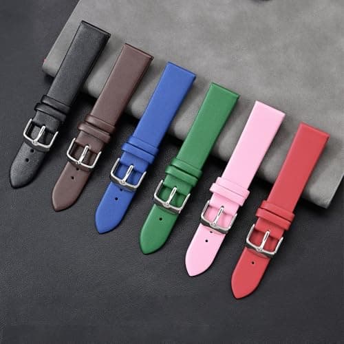 Aoeiwv Genuine Leather Watch Band Quick Release Classical Elegant Soft Leather Strap 12mm 14mm 16mm 18mm 20mm 22mm 24mm Replacement Strap for Men Women Ladies — view 5