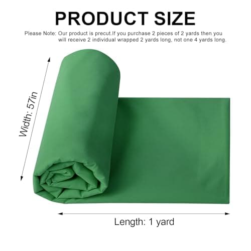 JOSNAAN Cotton Polyester Fabric by The Yard, 57" Wide Broadcloth Soft Lightweight & Breathable Material for Lining, Sewing, DIY(Green, 1 Yard)