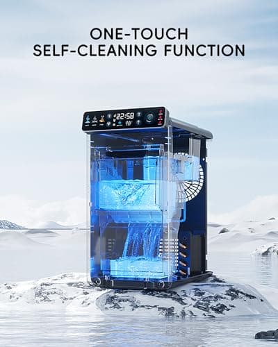 ecozy Ice Makers Countertop, Ultra Slim Design with Full-Color Panel, Internal Lights, 26 lbs/24H, Timer Ice Making, Two Ice Sizes, Portable Self-Cleaning Ice Machine for Home/Kitchen/RV — view 5