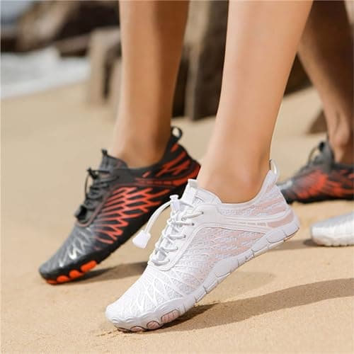 HF Stride Shoes Women Slip On Wide Toe Box Shoes Women Hike Barefoot Sneakers Healthy & Non-Slip Barefoot ShoesWomen Hiking Footwear Men Lightweight Walking Sneakers Unisex A-White — view 2