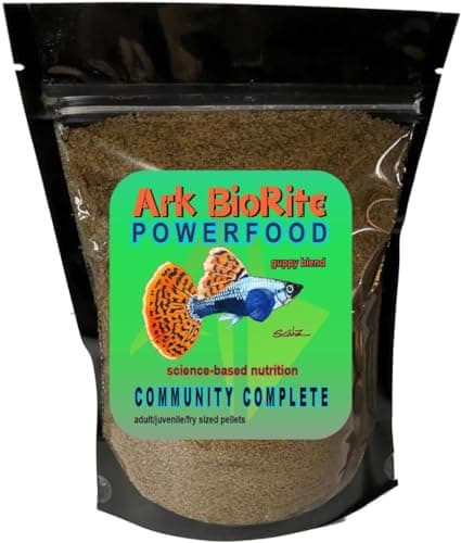 2oz Guppy Fish Food Blend Highly Nutritious PowerFood Cleaner Water - Guppy Fish Food Super Colonies Power Food Complete, Balanced, Fast Absorption