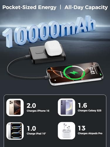 for Magsafe Portable Charger - 10000mah Wireless Magnetic Power Bank with Stand,PD 20W Fast Charging External Battery Pack Travel/Camping Essential Phone Charger for iphone 17/16/15/14/13/12 Series — view 3