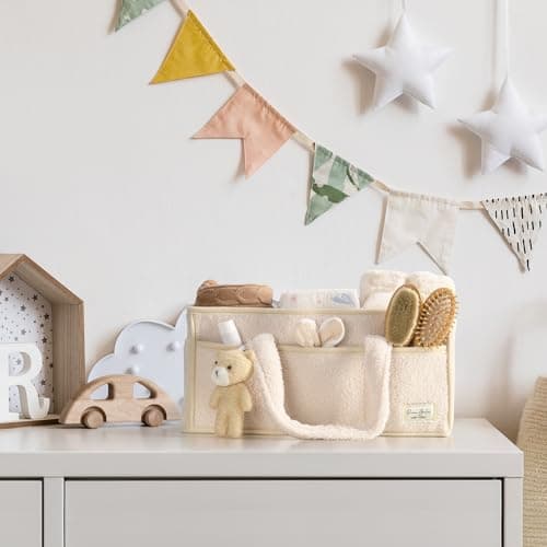 PeraBella Baby Diaper Caddy Organizer with Handle, Boy & Girl Shower Gift Basket, Portable Diaper Storage Basket Bin for Wipes, Newborn Baby Essentials Registry Search Must Haves, Car Caddy Organizer — view 5
