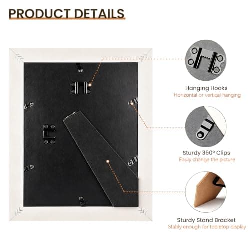 8x10 Black Picture Frame with Dual Mats - 4 Photo Display Options, 1 Pack — view 5
