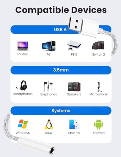 Fidioto USB to 3.5mm Audio Jack Adapter, Mic-Supported USB to Headphone Jack Adapter, External Sound Card with TRRS 4 Pole Jack Compatible with Headset, Mac, PS4, PC, Laptops, Desktops and More — view 4
