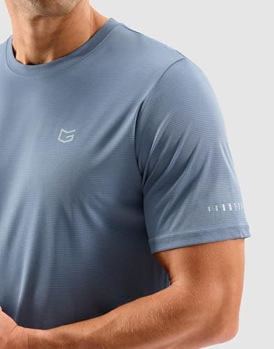 Men's Workout Breathable T-Shirts Dry Fit UPF 50+ Sun Shirts Quick Dry Cooling Tee for Athletic, Running, Hiking (Slate Blue, XL) — view 5