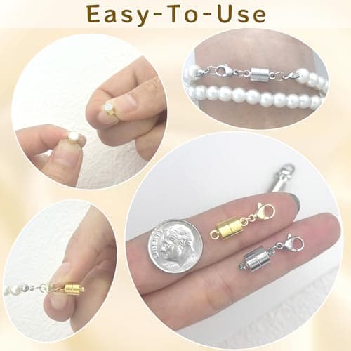 MKCYD Magnetic Necklace Clasp with Lobster Clasp,14K Gold and Silver Magnetic Jewelry Clasps for Necklace Extender Bracelet Closures — view 4
