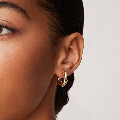 PAVOI 14K Yellow Gold Plated Lightweight Chunky Open Hoops - Gold Hoop Earrings for Women - 20mm Thick Infinity Hoops Women Earrings