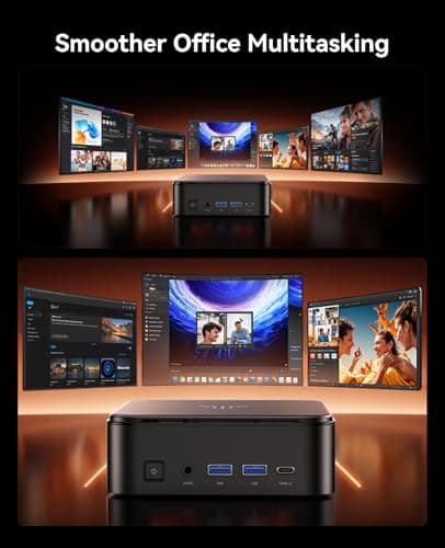 KAMRUI E3B Mini Gaming PC Windows 11 pro, AMD Ryzen 7 7730U (Upgraded 7640HS/7430U), 16GB RAM 1TB M.2 SSD Desktop Computers, 4K Triple Display/Type-C/WiFi6/BT5.2 for Gaming | Business | Home | Office — view 5