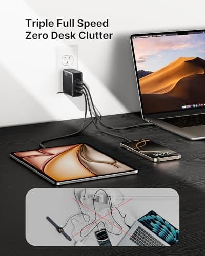 INIU USB C Charger Block, 100W 3-Port PD Fast Charging, Advanced GaN Power Adapter, Foldable Charger with USB C Cable for MacBook Air 13 Pro, iPad, iPhone 17 16 Pro Max, Samsung S25 S24, Switch 2 etc