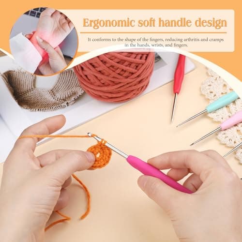 SHWAKK Crochet Hook, 3.75 mm Ergonomic Crochet Hook, Crochet Needles for Arthritic Hands, Knitting Needles with Soft Handle Beginners and Experienced Hobbyists (3.75 mm) — view 4