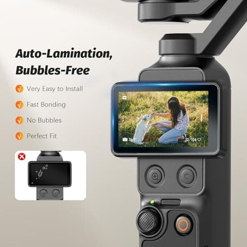 AMAZEAR Screen Protector for DJI Osmo Pocket 4P (3 Pack), Pocket 4 Pro Accessories Tempered Glass Screen Protective Cover, 9H Hardness, Ultra HD, Touch Sensitive, Bubble-Free(TGP & Frame) — view 3
