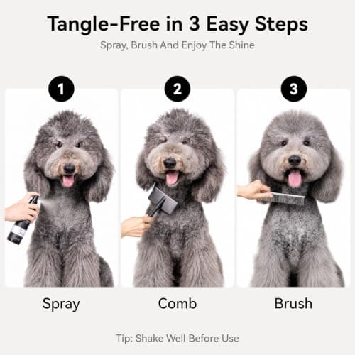aumuca Dog Detangling & Shine Spray – Leave-in Conditioner & Dematting Spray for Doodles, Cats & Horses Without Buildup | 5-Protein Complex for Deep Repair & Enhanced Shine | 8 Fl Oz (Meadowfoam) — view 5