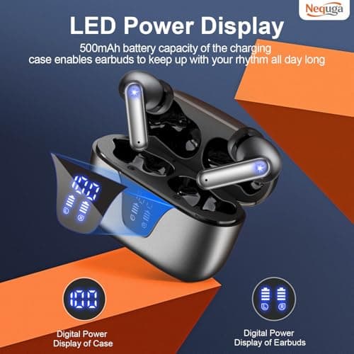 Wireless Earbuds Bluetooth Headphones, 50H Playtime Ear Buds with Mic in-Ear Earphone - Steel