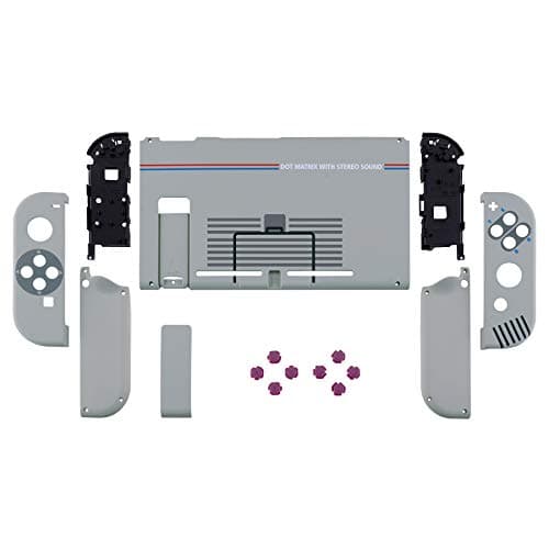 eXtremeRate Back Plate for Nintendo Switch Console, NS Joycon Handheld Controller Housing with Buttons, DIY Replacement Shell for Nintendo Switch - Classic 1989 GB DMG-01